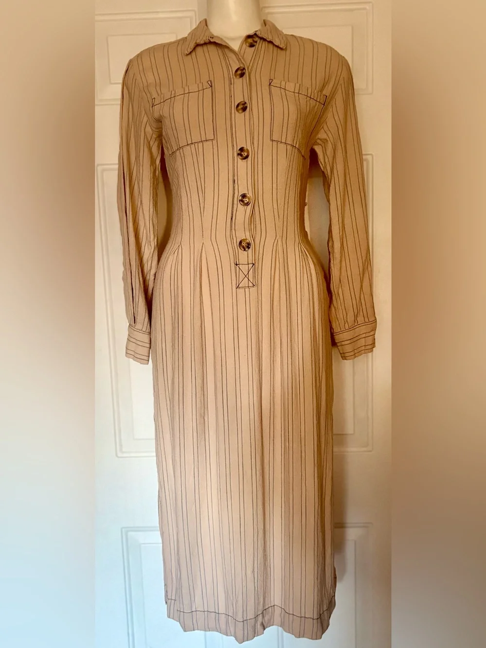 Rayon shirt dress, Free People Aubrey Striped midi dress Women’s XS
